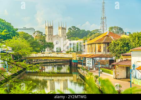 La vieille ville de Melaca et la rivière Malacca. Site du patrimoine mondial de l'UNESCO en Malaisie Banque D'Images