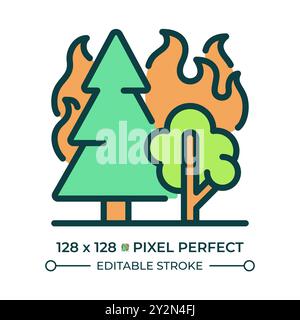 Icône de couleur RVB feu de forêt Illustration de Vecteur