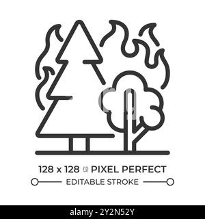 Icône linéaire feu de forêt Illustration de Vecteur
