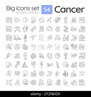 Jeu d'icônes linéaires pour cancer Illustration de Vecteur