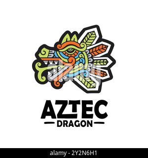 quetzalcoatl tête de Dieu mexicain aztèque graphique, amérindien conception d'animaux indiens aztèques du codex mexicain Illustration de Vecteur