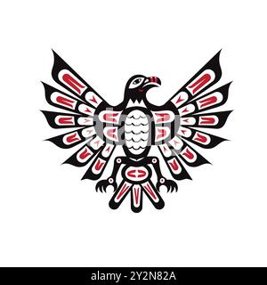 Corbeau indien haida, illustration vectorielle de dessin d'oiseau tribal Illustration de Vecteur