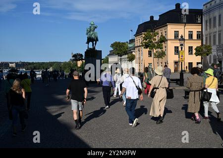 Stockholm, Suède - 30 juillet 2024 : un peuple dans la rue de Stockholm. Banque D'Images