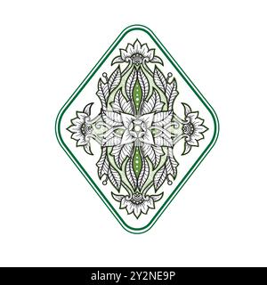 Design floral vintage dessiné à la main, illustration de dessin de plante ornementale Illustration de Vecteur