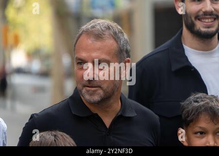 Barcelone, Espagne. 11 septembre 2024. Les autorités politiques et les personnalités catalanes rendent hommage à la sculpture de Rafael Casanova, défenseur de la ville de Barcelone lors du siège de 1714, dans le cadre de la fête nationale de Catalogne. Autoridades pol&#xed;ticas y personalidades catalanas ofrecen ofrendas florales a la escultura de Rafael Casanova, Defensor de la ciudad de Barcelona durante el asedio de 1714, en el marco de la Diada Nacional de Catalu&#xf1;a.. Dans la photo : hansi film mercredi 11 septembre 2024 (photo par Eric Renom/LaPresse) crédit : LaPresse/Alamy Live News Banque D'Images