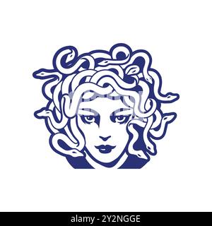 Vecteur Noir et blanc Medusa Gorgon tête avec serpent Illustration Illustration de Vecteur