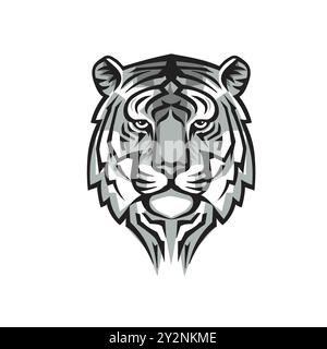 Illustration vectorielle d'un style géométrique de mascotte de tête de tigre Illustration de Vecteur