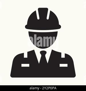 Conception d'icône d'ingénieur, noir et blanc Illustration de Vecteur