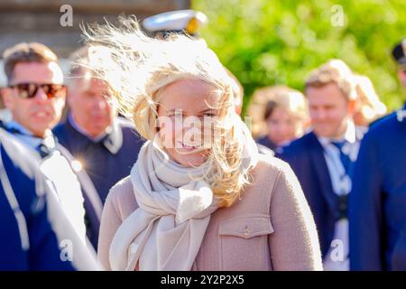 Storen 20240911. Le prince héritier norvégien Haakon et la princesse héritière mette-Marit visitent Storen lors de leur voyage à Trondelag. Photo : Lise Aaserud / NTB Banque D'Images