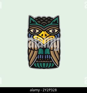 Illustration d'un animal symbole d'objet en bois hibou Illustration de Vecteur