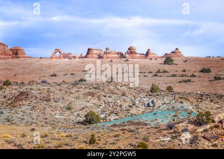 La section Delicate Arch dans le parc national des Arches, Utah États-Unis Banque D'Images