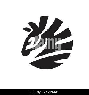 Tête de zèbre abstraite sur le modèle de symbole de vecteur de cercle Illustration de Vecteur