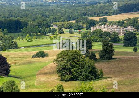 Maison Longleat vue de Prospect Hill, Wiltshire, Angleterre Banque D'Images