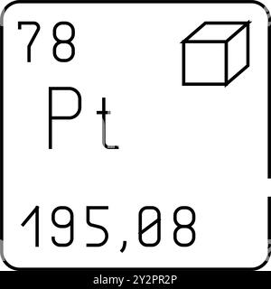 illustration vectorielle d'icône de ligne d'élément chimique en platine Illustration de Vecteur