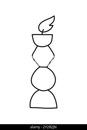 bougie de ligne dessinée à la main esthétique. Illustration vectorielle colorée à contour plat isolée sur fond. elément décoratif pour carte de voeux, bande Illustration de Vecteur