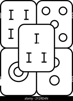 mahjong tuiles tableau tableau ligne icône illustration du vecteur Illustration de Vecteur