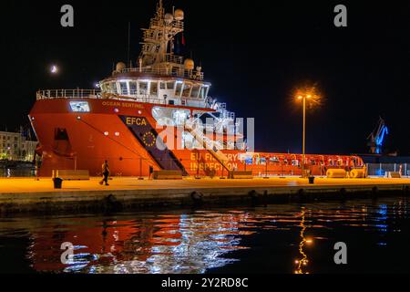 Pula, Croatie. 10 septembre 2024. L'Ocean Sentinel, navire de patrouille géré par l'Agence européenne de contrôle des pêches, est vu à Pula, Croatie, le 10 septembre 2024. Photo : Srecko Niketic/PIXSELL crédit : Pixsell/Alamy Live News Banque D'Images