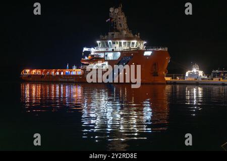 Pula, Croatie. 10 septembre 2024. L'Ocean Sentinel, navire de patrouille géré par l'Agence européenne de contrôle des pêches, est vu à Pula, Croatie, le 10 septembre 2024. Photo : Srecko Niketic/PIXSELL crédit : Pixsell/Alamy Live News Banque D'Images