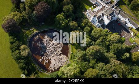 ariel modèle à l'échelle du béton Grande carte polonaise de l'Écosse, terrains de l'Hôtel Barony Castle, Eddleston, Peebles dans les frontières écossaises Banque D'Images