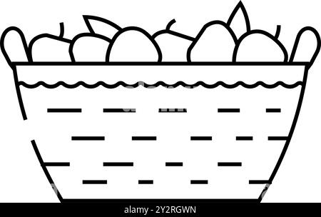 illustration vectorielle de la ligne d'automne de cueillette des pommes Illustration de Vecteur