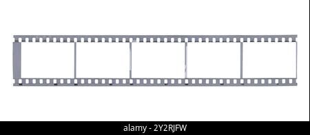 Vieux morceau de film photographique noir et blanc présentant des cadres vides d'une ère révolue de la photographie et du développement de films. Isolé Banque D'Images