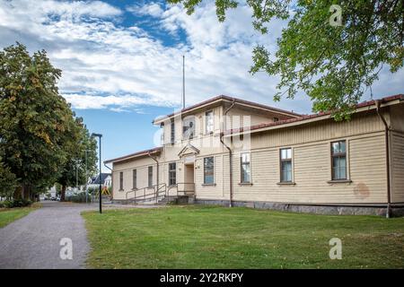 Idyllique petite ville Söderöoping en été. Söderköping est une ville médiévale historique et une destination de voyage populaire en Suède. Banque D'Images