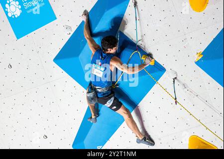 Koper, Slovénie. 06 septembre 2024. La française Hélène JANICOT participe à la demi-finale féminine de la Coupe du monde IFSC Koper 2024 le 6 septembre 2024 à Koper, Slovénie. (Photo de Rok Rakun/Pacific Press/Sipa USA) crédit : Sipa USA/Alamy Live News Banque D'Images