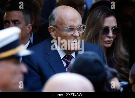 New York, États-Unis. 10 septembre 2024. L'ancien maire de New York Rudy Giuliani assiste à la cérémonie de commémoration de 9/11 au National 11 septembre Memorial and Museum à New York le mercredi 11 septembre 2024. Photo de Peter Foley/UPI crédit : UPI/Alamy Live News Banque D'Images