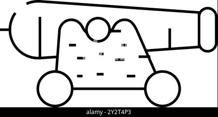 illustration vectorielle de l'icône de ligne pirate cannon Illustration de Vecteur