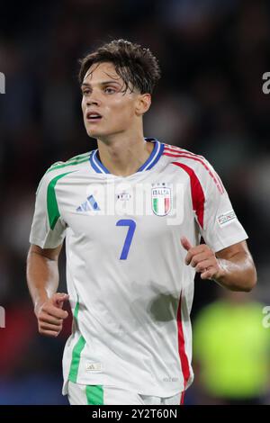 Paris, France. 06 septembre 2024. Samuele Ricci, de l'Italie, vu lors du match de football de l'UEFA Nations League 2024/2025 entre la France et l'Italie au Parc des Princes (Paris). Score final ; France 1:3 Italie. Crédit : SOPA images Limited/Alamy Live News Banque D'Images