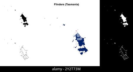 Ensemble de cartes de contour de Flinders (Tasmanie) Illustration de Vecteur