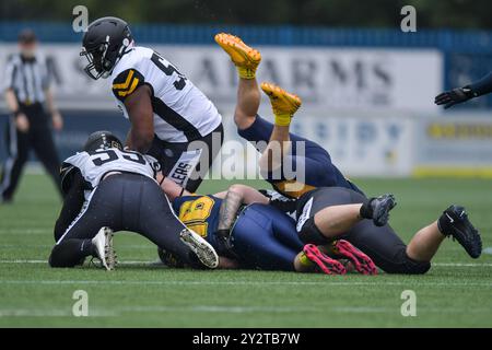 Coventry, Royaume-Uni. 7 septembre 2024, BRITBALL XXXVI BAFA Adult contact Division 2 Championship final Sandwell Steelers v Colchester Gladiators, Butts Park sont Banque D'Images