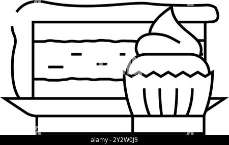 illustration vectorielle de l'icône de la ligne du rayon des desserts Illustration de Vecteur