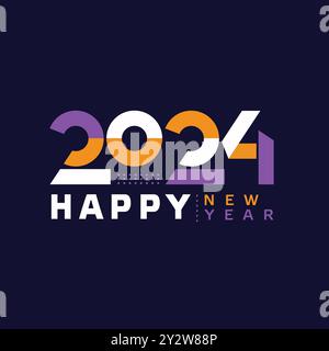 2024 Happy New Year texte design couleur moderne. modèle de conception de 2024 numéros. Illustration vectorielle. Illustration de Vecteur