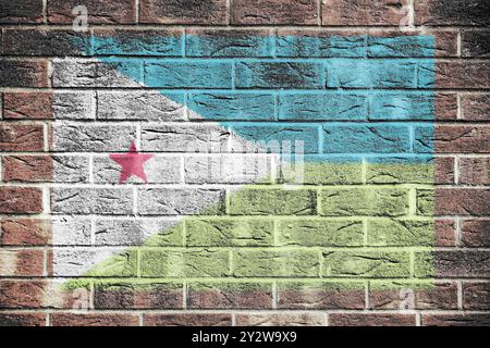 Drapeau de Djibouti peint sur le mur de briques Banque D'Images