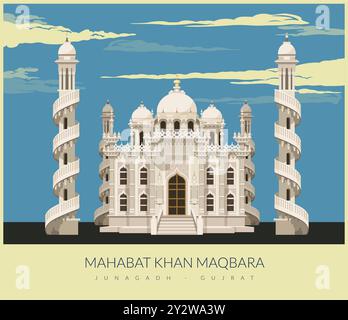 Mahabat Khan Maqbara - Junagadh - Gujrat - Stock illustration as EPS 10 File Illustration de Vecteur