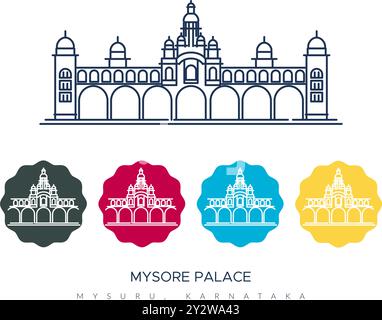 Mysore Palace - Amba Vilas Palace -Mysuru, Karnataka - Stock illustration en fichier EPS 10 Illustration de Vecteur