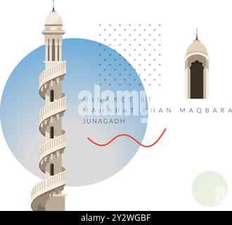 Mahabat Khan Maqbara - Junagadh - Gujrat - Stock illustration as EPS 10 File Illustration de Vecteur