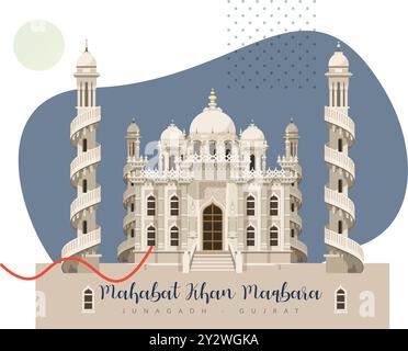 Mahabat Khan Maqbara - Junagadh - Gujrat - Stock illustration as EPS 10 File Illustration de Vecteur