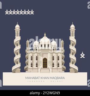 Mahabat Khan Maqbara - Junagadh - Gujrat - Stock illustration as EPS 10 File Illustration de Vecteur