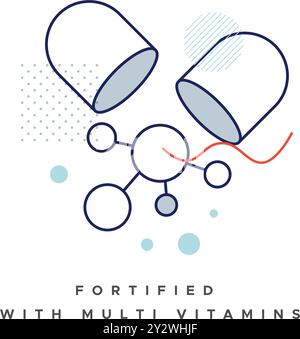 Icône d'emballage - fortifié avec des multi-vitamines - icône stock comme fichier EPS 10 Illustration de Vecteur