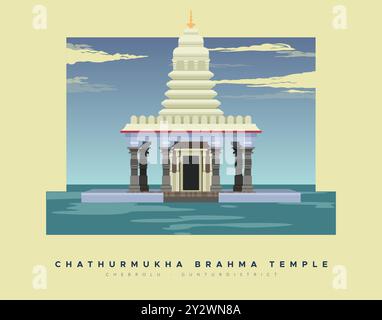 Temple de Chaturmukha Brahma - Chebrolu Guntur district - illustration stock en fichier EPS 10 Illustration de Vecteur