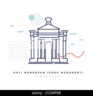 Monument du parc (Aayi Mandapam) - Parc gouvernemental de Pondichéry - illustration au format fichier EPS 10 Illustration de Vecteur