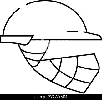 casque joueur de cricket tête de protection accessoire ligne icône illustration vectorielle Illustration de Vecteur