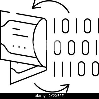 échangez de l'argent pour une illustration vectorielle d'icône de ligne numérique Illustration de Vecteur