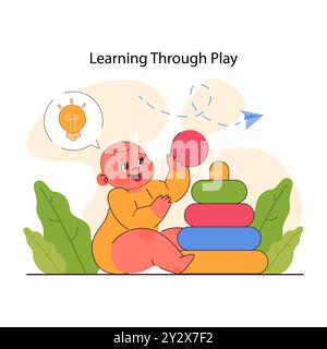 Pédagogie. Méthode d'éducation et d'éducation des enfants. Les enfants de l'école primaire acquièrent des connaissances et des compétences grâce à la pièce. Approche moderne de l'enseignement. Illustration vectorielle plate Illustration de Vecteur