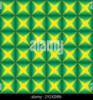 Géométrique vert et jaune 3d abstrait Seamless Pattern Illustration de Vecteur
