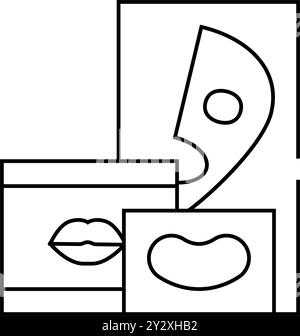 illustration vectorielle de l'icône représentant une ligne de cellules pour les yeux et les lèvres Illustration de Vecteur