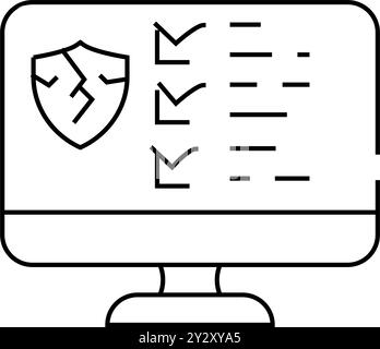 illustration vectorielle de l'icône de ligne de système de défense rompue Illustration de Vecteur