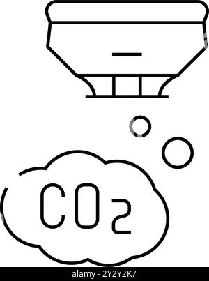 illustration vectorielle de l'icône de la ligne du capteur de co2 noire Illustration de Vecteur